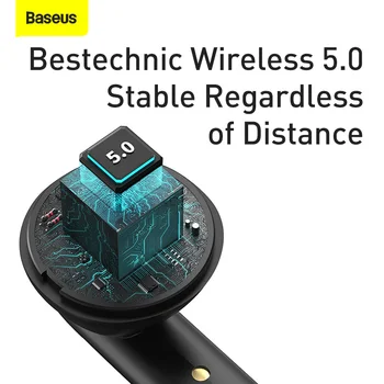 Baseus W05 TWS Bluetooth Slušalke Dotik za Nadzor Slušalke HD Stereo Brezžična Čepkov Podporo Qi Polnilnike 5