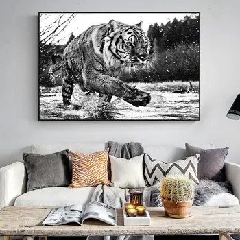 Ostro Črno Beli Tiger Plakatov In Fotografij Prosto Živeče Živali Živali Slikarstvo Na Platno Sodobne Wall Art Dekor Sliko Za Dnevno Sobo 5003