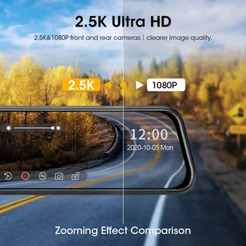 Vtopek Avto DVR Ogledalo 10 inch 2.5 K+1080P Zaslon na Dotik Dash Cam Avto DVR Kamera Video Snemalnik Parkiranje spremljanje Registrar 4