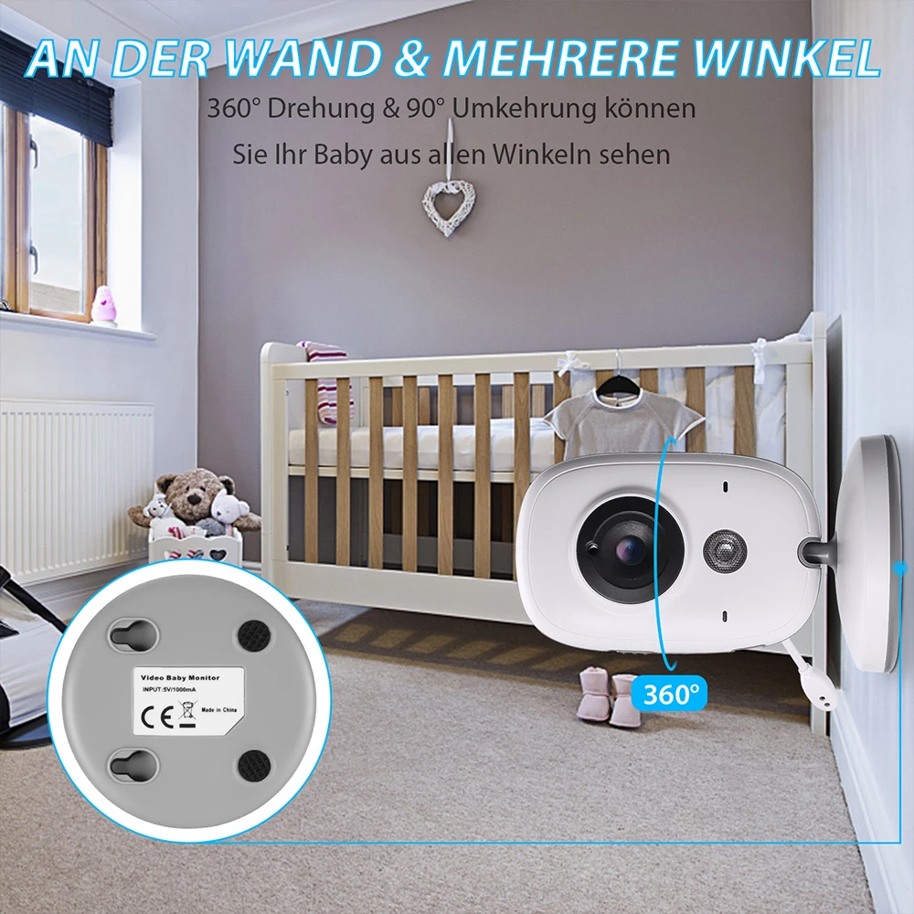 VB603 Brezžični Baby Monitor s 3,2 palčnim LCD Noč Vizija Varnosti Temperatura Fotoaparata, Video, Barvni Nadzor Varnostne Kamere 0