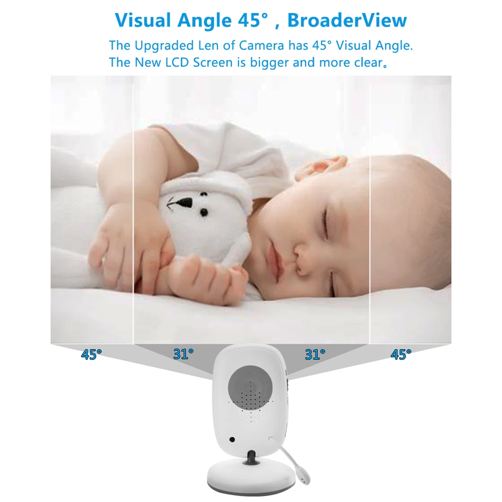 VB603 Brezžični Baby Monitor s 3,2 palčnim LCD Noč Vizija Varnosti Temperatura Fotoaparata, Video, Barvni Nadzor Varnostne Kamere 5