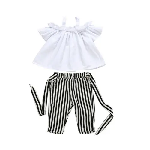 Malčka dekle oblačila 2PCS Malčka Otroci Baby Dekle Ramenski Vrhovi Trak Hlače, Obleke Sunsuit dekliška oblačila 2