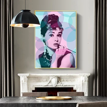 Klasična Audrey Hepburn Potrait Sestavljajo Sodobno Poster Tiskanje Platno Stensko Slikarstvo Umetnost Modularne Stene Sliko Za Spalnico Doma Dekor 5165