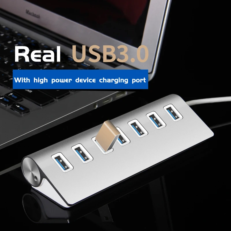 7-port USB 3.0 Hub Aluminij Zlitine 60 cm Kabel Prenosni Stanuje 5Gbps Super Hitrost Anti-slip Polnjenje Cepilec Za Prenosni računalnik Desktop 1