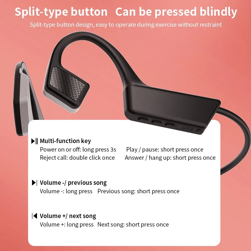 Novi Bluetooth 5.0 Brezžične Slušalke Kosti Prevajanje Ni za V Uho Slušalke Prostem Športne Slušalke z Mikrofonom za Prostoročno uporabo Slušalke 4