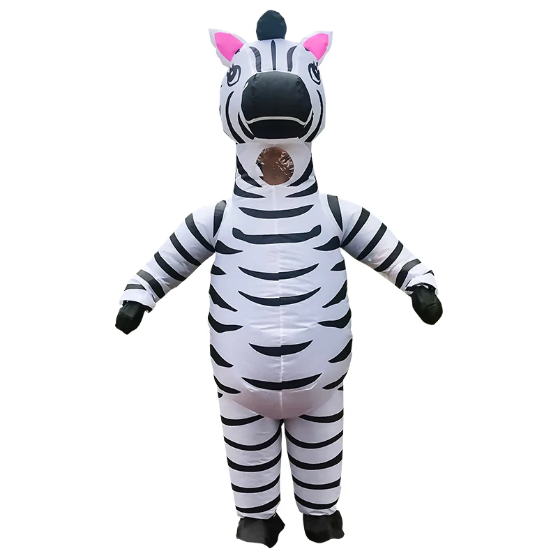 Novo Zebra Napihljivi Kostum Halloween Kostum za Odrasle Celotno Telo, Luštna Črna Bela Živalski Karneval Stranka Vlogo Igrajo Disfraces 2