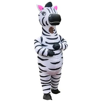 Novo Zebra Napihljivi Kostum Halloween Kostum za Odrasle Celotno Telo, Luštna Črna Bela Živalski Karneval Stranka Vlogo Igrajo Disfraces 1