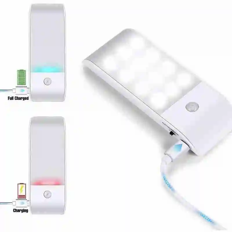 12 LED Polnilna Senzor Gibanja Kabineta Luči Z USB Kabel za Polnjenje Noč Svetlobe Kabinet Svetilka 4