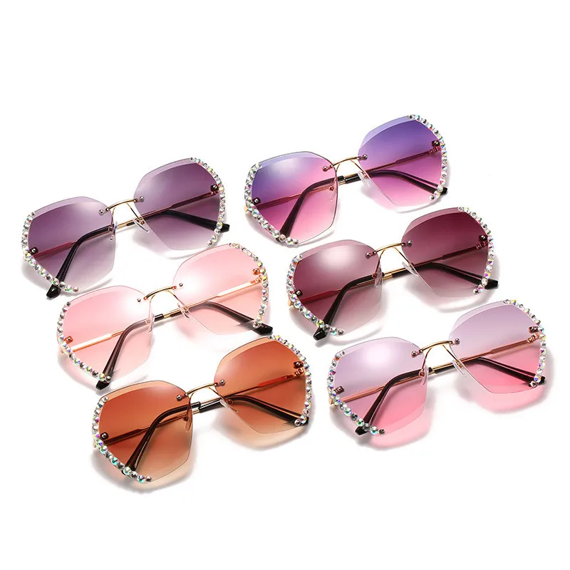 Yoovos Rimless Ženske Sončna Očala Nosorogovo Sončna Očala Ženske Luksuzni Očala Za Ženske Retro Očala Blagovne Znamke Design Gafas De Sol 0