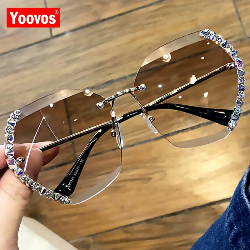 Yoovos Rimless Ženske Sončna Očala Nosorogovo Sončna Očala Ženske Luksuzni Očala Za Ženske Retro Očala Blagovne Znamke Design Gafas De Sol 3