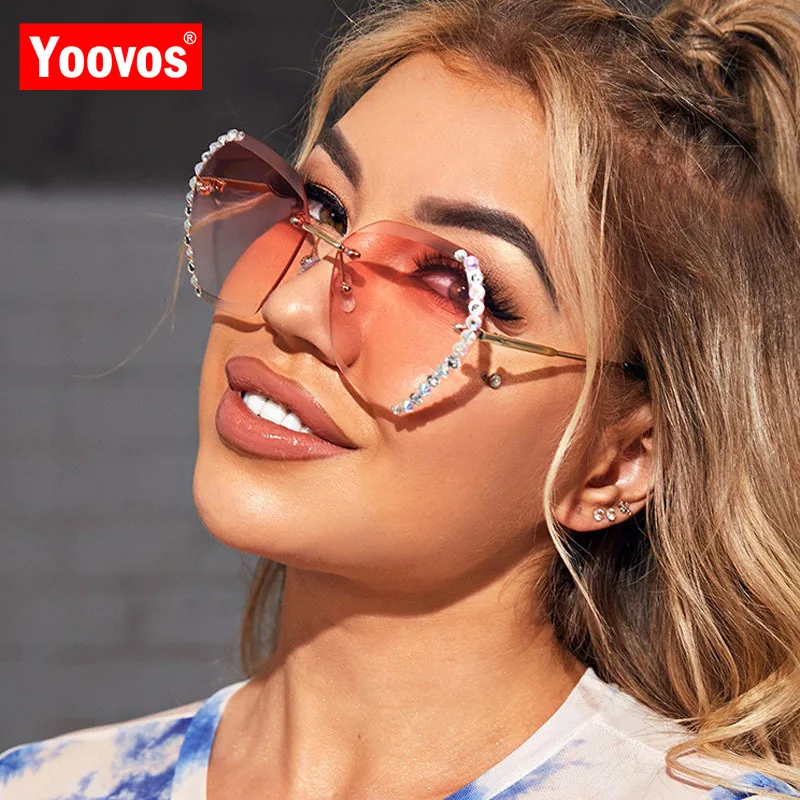 Yoovos Rimless Ženske Sončna Očala Nosorogovo Sončna Očala Ženske Luksuzni Očala Za Ženske Retro Očala Blagovne Znamke Design Gafas De Sol 5