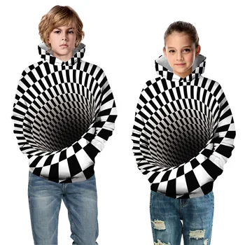 Otrok 3D vision vortex hoodie fantje in dekleta moda pomlad dolg rokav priložnostne, športni pulover s kapuco teen trend ulice 4
