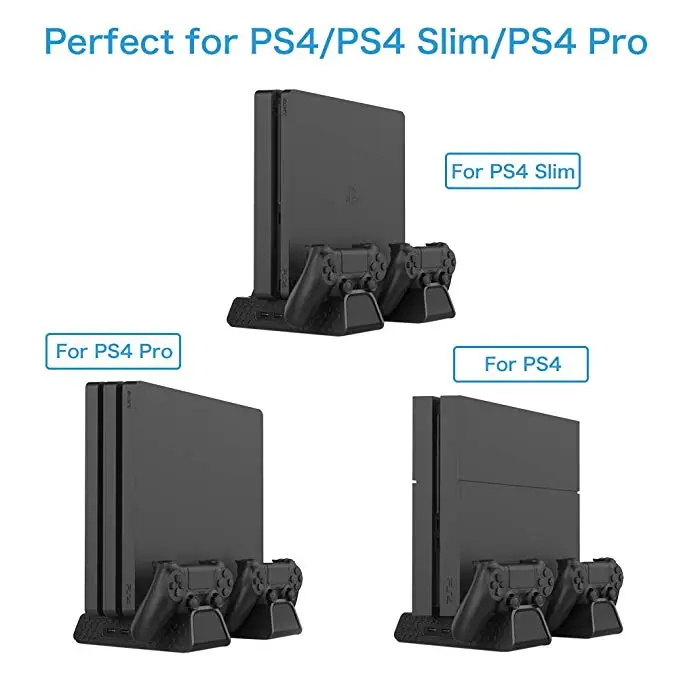 PS4/PS4 Slim/PS4 PRO Navpično Stojalo z Hladilni Ventilator Hladilnika Dual Controller Polnilnik polnilno Postajo za SONY Playstation 4 4