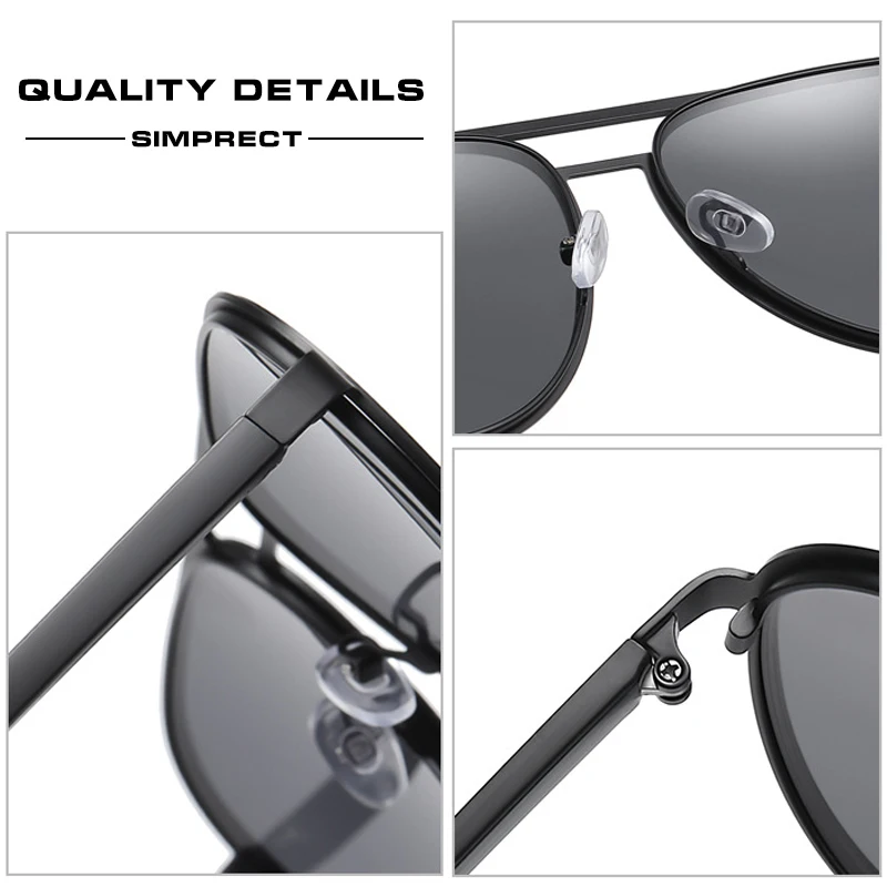 SIMPRECT 2021 Polarizirana sončna Očala Moških UV400 Visoke Kakovosti TR90 Kovinski Anti-glare Vožnje Letnik Pilotni sončna Očala Za Moške 1