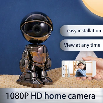 IP Kamera, WIFI notranja Človekovih Odkrivanje Nočnega Vida 355 Stopnjo 1080P HD premikanju kamere srebrne barve, iron Man, Video nadzor 56830