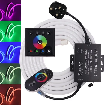 220V 110V RGB, Neon, Luči Led Trak SMD 5050 60Leds/m Učinkovito IP68 Vodotesen Neon Znak Vrv Z na Dotik Daljinski upravljalnik 4