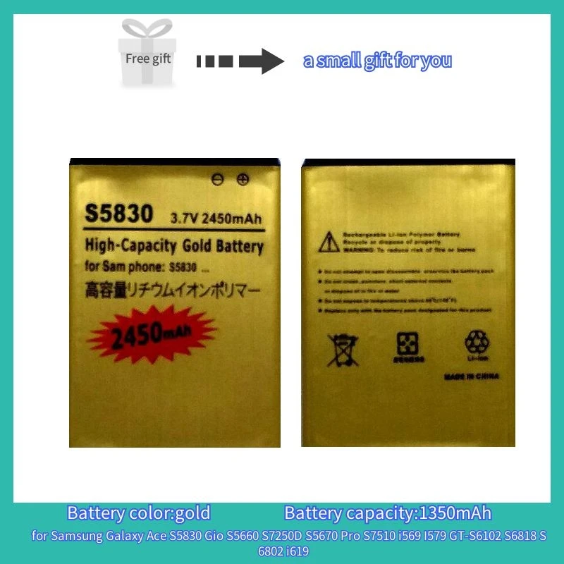 Supersedebat Bateria za Samsung Galaxy Ace S5830 Gio S5660 S7250D S5670 Pro S7510 I569 I579 GT-S6102 S6818 S6802 I619 Baterije 1