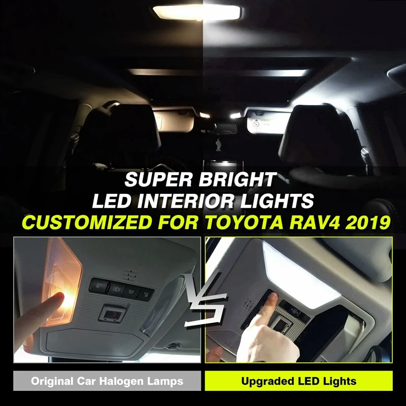 Avto Bela LED Notranjosti Nadgradnjo Svetlobe Sijalka Komplet za Toyota RAV4 2019 2020 5