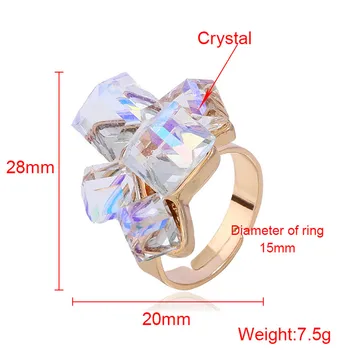 CRLEY Elegantno Crystal Ring za Ženske Stereoskopski Kocka Ženski Nastavljiv Odprite Moda Dekleta svate Nakit Padec Ladijskega prometa 4