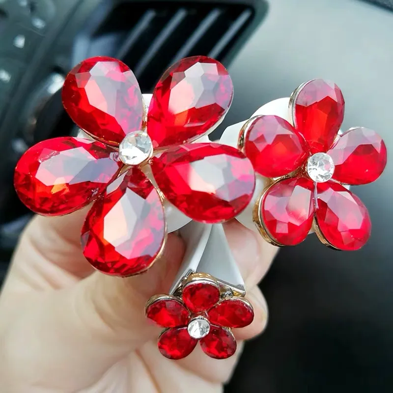 3pcs diamantno vrtanje kristalni cvet avto zrak vtičnico parfum posnetek freshener aromaterapija auto notranje zadeve nakit dodatki dekle darilo 3