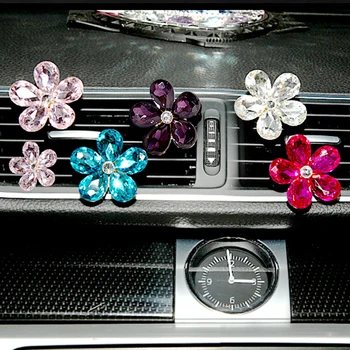 3pcs diamantno vrtanje kristalni cvet avto zrak vtičnico parfum posnetek freshener aromaterapija auto notranje zadeve nakit dodatki dekle darilo 5