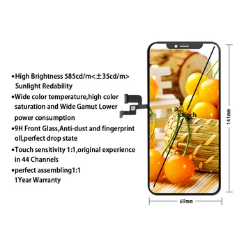 Kot nalašč Kakovosti AAA+++ Za iPhone X GX LCD zaslon AMOLED Brez Mrtvih Pikslov Zaslon Pantalla 3D Zaslon na Dotik Skupščine Zamenjava TFT LCD 3
