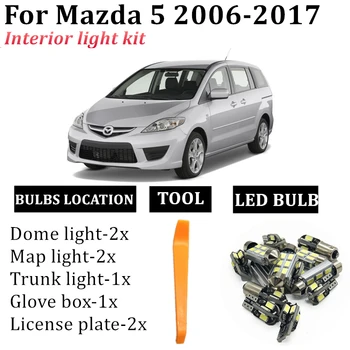 9x Auto LED Sijalke Notranje zadeve Komplet Za leto 2006 2007 2008 2009 2010 Mazda 5 2006-2017 Canbus Led Zemljevid Dome registrske Tablice Lučka 3