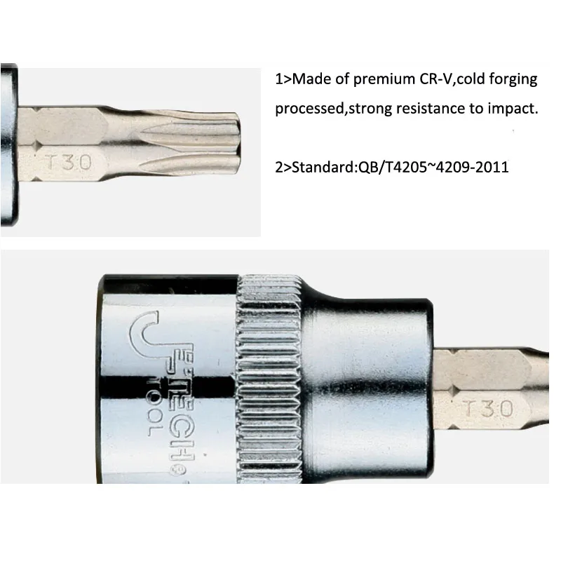 Jetech 58mm 1pc 1/2 ac torx izvijač bit vtičnice ključ T20 T25 T27 T30 T40 T45 T50 T55 T60 vtičnico star bitov adapterja 1