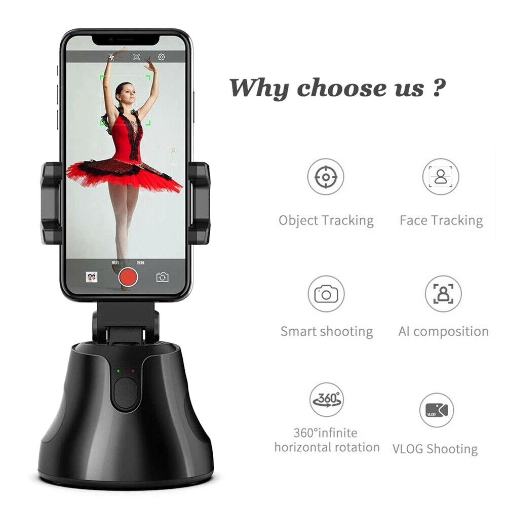Prenosni Vse-v-enem Auto Smart Mobilni telefon stojalo 360 Rotacijski Auto Face za Sledenje, Objekt Sledenja vlog Fotoaparat Nosilec za Telefon 4