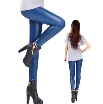 Nove ženske legging umetno usnje Priložnostne Stretch dokolenke plus velikost Visoko elastična seksi hlače leggins Lady Skinny Hlače 620