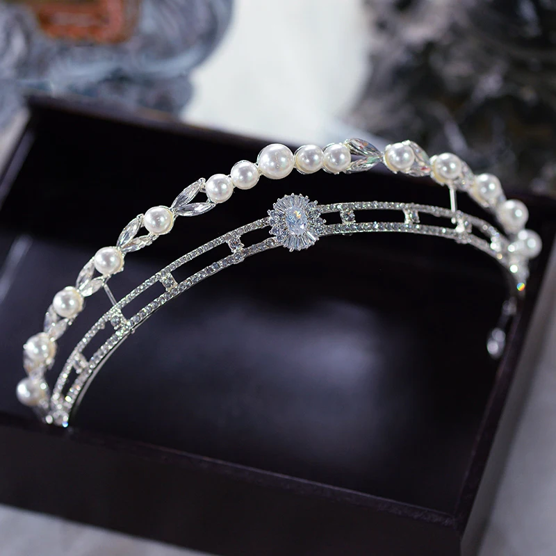 Korejski Royal Princess Zlato Neveste Tiaras Kron Kristalno Poročne Tiaras Headpieces Poročni Dodatki Za Lase 4
