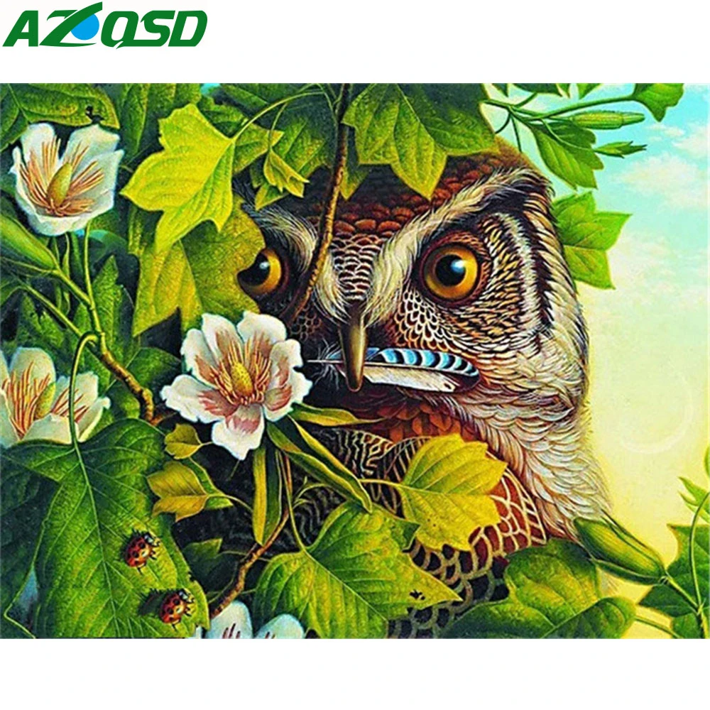 AZQSD Celoten Kvadratni Diamond Slikarstvo Sova 5D Diamond Mozaik Živali Sliko Nosorogovo DIY Diamond Vezenje Doma Dekor 5