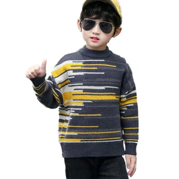 Moda Za Fante Geometrijske Pulover 2020 Jeseni Začetnih Fant Pletenine Outwear Pulover Bombaž Otroci Otrok Pletene Vrhnja Oblačila 4-13 Let 2