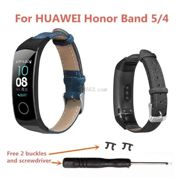 Denim Vzorec Pravega Usnja Watchband Pašček za Zapestje Zamenjava za Huawei Honor 5/4 Zapestnica Dodatki 3