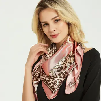 2020 90x90 Leopard verige Večnamenski ženske Svile keper šal Saten kvadratnih kravato Hairband ženske foulard femme brisačo bufanda šal 3
