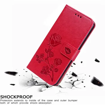 Luksuzni Usnja Flip Book Primeru za Sony Xperia L2 Dvojno H3311 H3321 H4311 Rose Cvet Denarnice Stojalo Primeru Telefon Kritje Vrečko coque