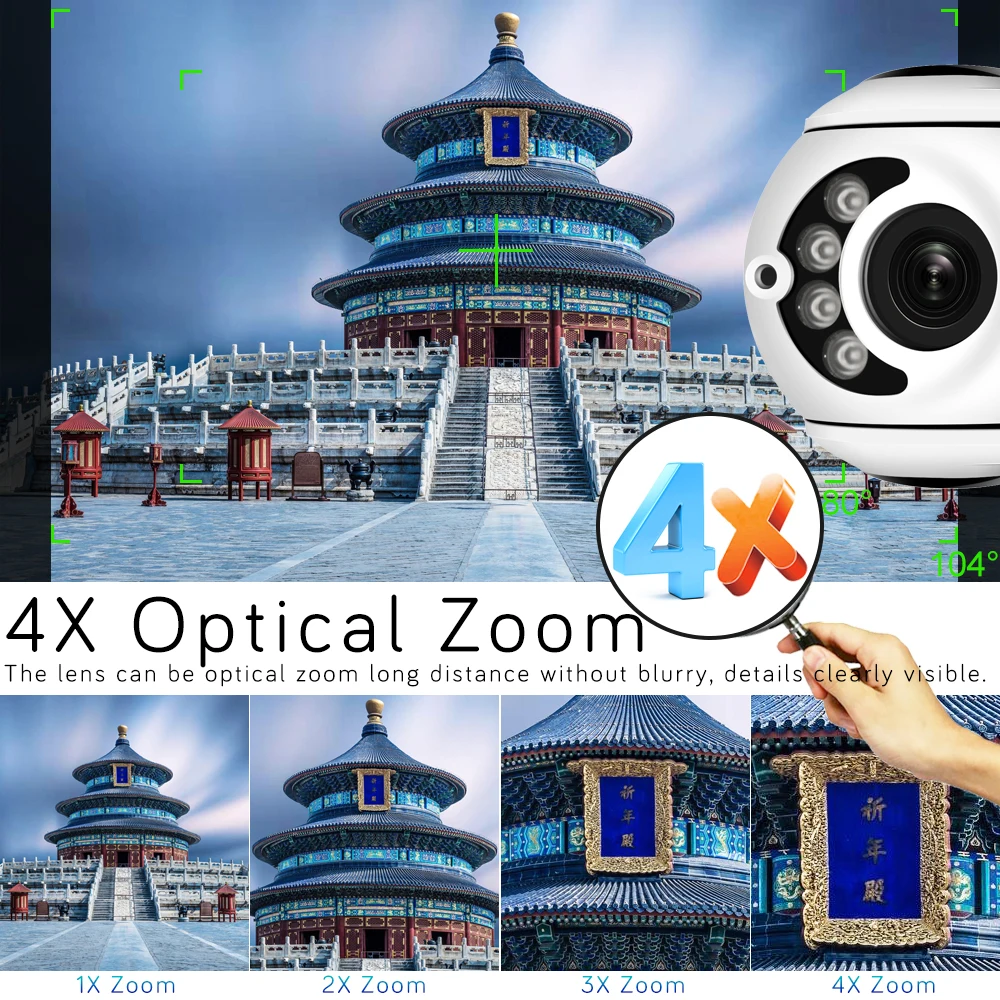 2PCS 1080P Wifi IP Kamera Zunanja dvosmerni Audio PTZ 4X Digitalni Zoom, IR Nočno Vizijo Brezžična Varnost Speed Dome Kamere ICSEE 4