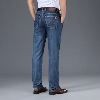 QUANBO Visoke Kakovosti Modal Nove Moške Jeans Poletje Ultra-tanek srednjih let Visoko Pasu Svoboden Naravnost Ledu Svilene Hlače Priložnostno 42 0