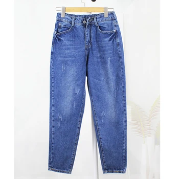 Harem jeans za ženske visoko pasu Priložnostne Retro blue plus velikost modra Gleženj Dolžina traper Hlače za ženske 5XL 2