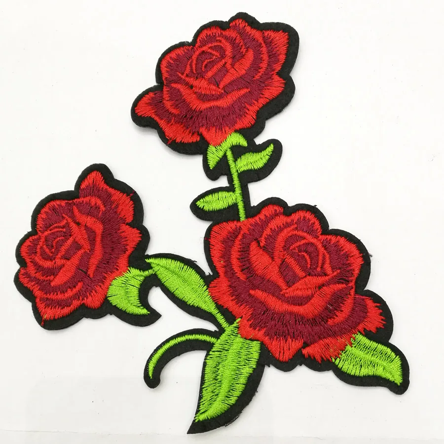 10Pcs Rose Cvetje Vezenega Obliži Železa na Šivanje Nalepke za Oblačila Aplicirano DIY dodatna Oprema Plovila Dekoracijo 5