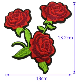 10Pcs Rose Cvetje Vezenega Obliži Železa na Šivanje Nalepke za Oblačila Aplicirano DIY dodatna Oprema Plovila Dekoracijo 2