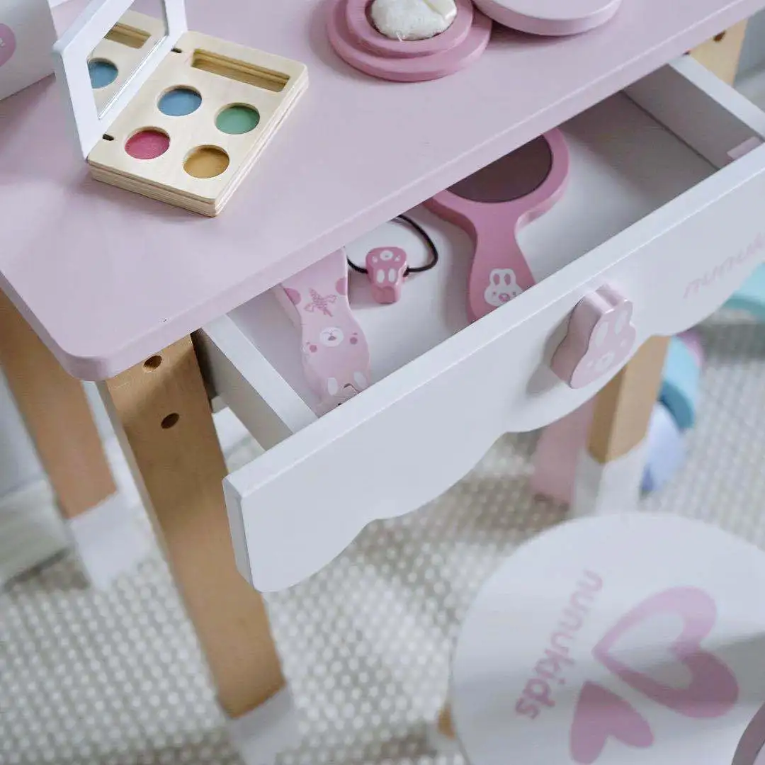 Otrok Simulacije Toaletno mizico Beauty Princess Pretvarjamo, Igrajo Hiši za Shranjevanje Nakita Polje Lesene Igrače Otroci Dekle Darilo za Rojstni dan 5