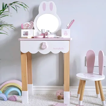 Otrok Simulacije Toaletno mizico Beauty Princess Pretvarjamo, Igrajo Hiši za Shranjevanje Nakita Polje Lesene Igrače Otroci Dekle Darilo za Rojstni dan 4
