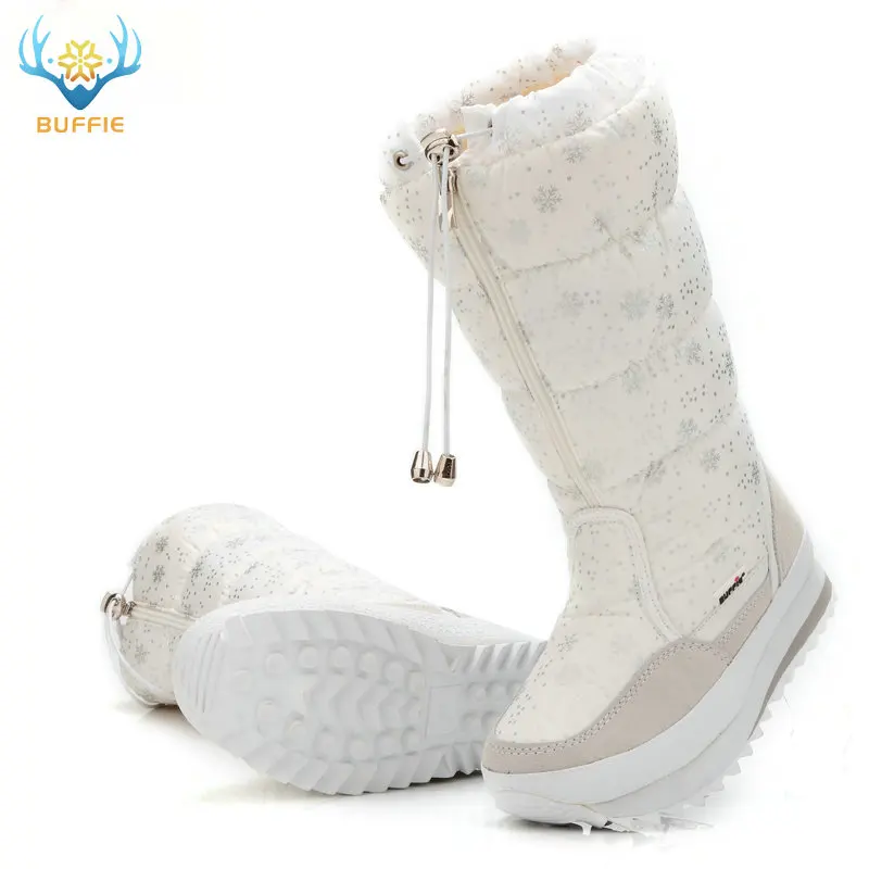 Sneg Škornji Ženske 2020 Zimski škornji Visoki plišastih Toplo čevlji Plus velikost 35 do velikih 42 enostavno nositi dekle, belo zip čevlji ženski vroče čevlji 5