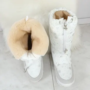 Sneg Škornji Ženske 2020 Zimski škornji Visoki plišastih Toplo čevlji Plus velikost 35 do velikih 42 enostavno nositi dekle, belo zip čevlji ženski vroče čevlji 6940