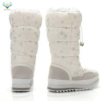 Sneg Škornji Ženske 2020 Zimski škornji Visoki plišastih Toplo čevlji Plus velikost 35 do velikih 42 enostavno nositi dekle, belo zip čevlji ženski vroče čevlji 1