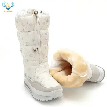 Sneg Škornji Ženske 2020 Zimski škornji Visoki plišastih Toplo čevlji Plus velikost 35 do velikih 42 enostavno nositi dekle, belo zip čevlji ženski vroče čevlji 3