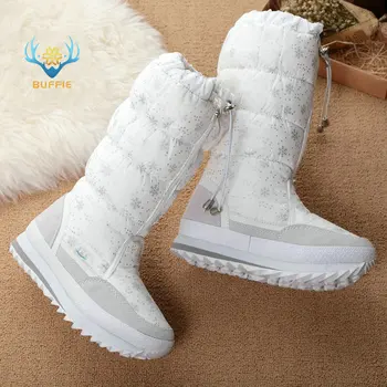 Sneg Škornji Ženske 2020 Zimski škornji Visoki plišastih Toplo čevlji Plus velikost 35 do velikih 42 enostavno nositi dekle, belo zip čevlji ženski vroče čevlji 4