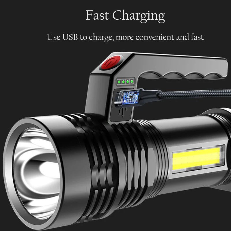 Prenosna LED Svetilka Močna LED P500 Svetilka USB za Polnjenje vgrajene Baterije Iskalnim Nepremočljiva Gospodinjski Svetlobe 4