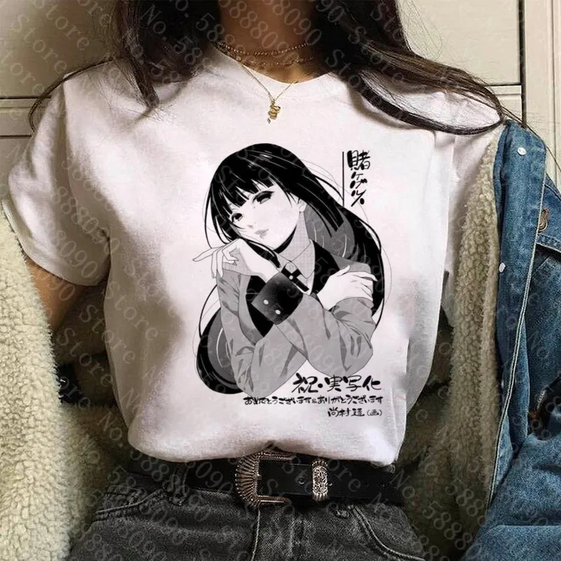 Harajuku Smešno Japonski Anime Novo Kakegurui Jabami Yumeko T-shirt Ženska Kawaii Risanka Grafiko, Tiskanje 90. letih Tee Vrhu T-shirt Ženski 3